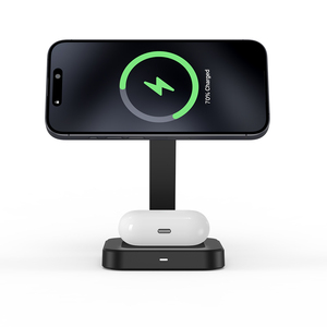 <span class=keywords><strong>Cargador</strong></span> inalámbrico magnético 2 en 1 plegable ajustable con logotipo personalizado compatible con iPhone AirPods - Product Image 4