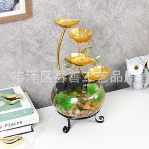 Pecera de cristal decorativa de escritorio con agua circulante, decoración moderna para el hogar, la oficina o como regalo. - Product Image 2