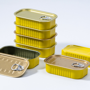 Kim Loại Bao Bì Nhà Sản Xuất Rỗng Nhôm Cấp Thực Phẩm Lon Thiếc 2-Mảnh 1/4 Câu Lạc Bộ Có Thể Hình Chữ Nhật 125G Câu Lạc Bộ Có Thể Cho Cá Sardine Cá - Product Image 1