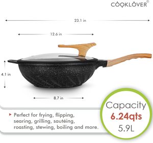 Cooklover <span class=keywords><strong>Pink</strong></span> Kitchen Cooking Stir Fry <span class=keywords><strong>Wok</strong></span> con soporte - Product Image 6