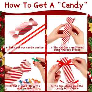 DIY Writeable Christmas Cracker <b>Gift</b> Boxes Red Striped Paper Candy Wrapping <b>Box</b>, Xmas Holiday Party Favor Mini Present Boxes - Product Image 3