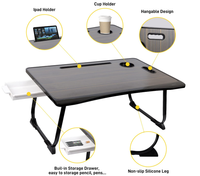 Table de lit pliable et portable avec tiroir de rangement et porte-gobelet pour manger le petit-déjeuner au lit