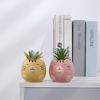 Mini pot de fleurs créatif en céramique en forme d'animal, ensemble de pots pour plantes succulentes avec emballage