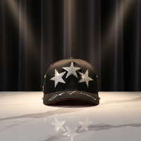 Casquettes de baseball sportives de luxe en gros à 5 panneaux personnalisées avec cadre en A, en daim, ornées de strass, avec carte NFC pour hommes