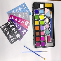 Kit de pochoir de peinture pour le visage non toxique Halloween à base d'eau avec pinceaux professionnels 18 couleurs pour l'art corporel des enfants