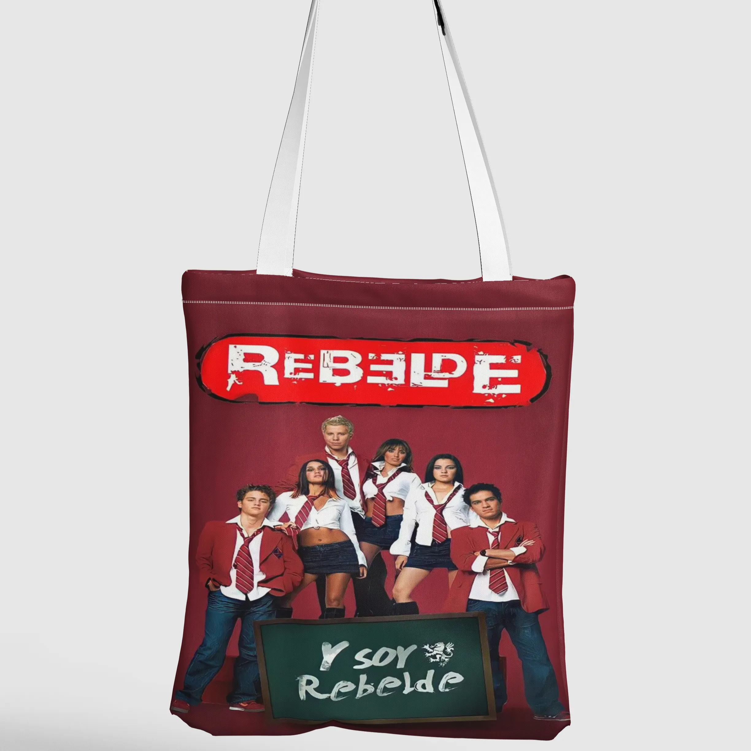 2023 새로운 디자인 사용자 정의 인쇄 로고 자신의 가방 RBD Rebelde 재사용 쇼핑 캔버스 코튼 토트 백