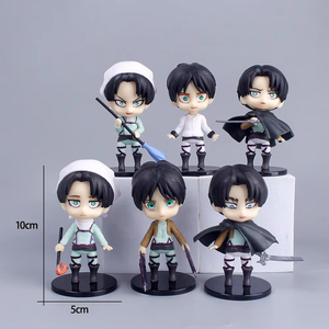 2 stili all'ingrosso cartone animato 6 pz/set <span class=keywords><strong>Anime</strong></span> collezione ornamenti Eren Mikasa <span class=keywords><strong>Levi</strong></span> decorazione figure modello - Product Image 1