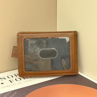 Porte-cartes en cuir véritable avec pince à dollar Brosse antivol Ultra-mince Nouveau Premium Sense Vintage Pull-out Men's Card Holder