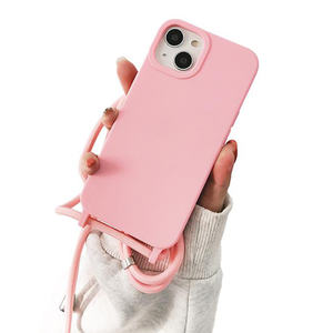 Étui de téléphone à bandoulière tendance, couleur bonbon, pour <span class=keywords><strong>iPhone</strong></span> 14 Plus 13 12 1115 Pro Max XR XS Max, coque arrière mate souple <span class=keywords><strong>avec</strong></span> <span class=keywords><strong>cordon</strong></span> - Product Image 1