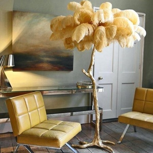 Chambre à coucher Salon Décor Nordic Stand Lampadaire <span class=keywords><strong>Autruche</strong></span> Rouge Rose et Or Plume Lampadaire - Product Image 4