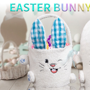 <b>Easter</b> Bunny Plush Basket Candy Egg Holder Soft Rabbit Gift <b>Bag</b> Spring Holiday Kids Treat Container Wholesale - Product Image 3
