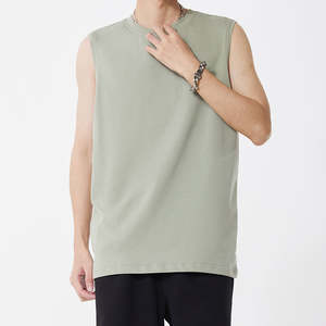 Camiseta sin mangas unisex al por mayor, 100% algodón, gruesa, cuello redondo, ajuste holgado, chaleco deportivo, camiseta cómoda para hombre - Product Image 3