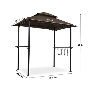 Gazebo de Acero de Dos Niveles para Exteriores Db, 8 x 5 Pies, Color Marrón, con Barra de Gancho, Mostradores y Protección para Parrilla BBQ - Product Image 4