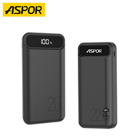 Batterie externe portable étanche A396PD 20000mAh 22.5W à charge rapide avec affichage LED et double sortie USB Type-C pour