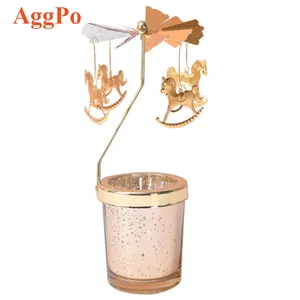 Chandelier rotatif en métal, carrousel de Noël, <span class=keywords><strong>bougeoir</strong></span> tournant pour bougie chauffe-plat, doré, <span class=keywords><strong>plusieurs</strong></span> motifs au choix - Product Image 1