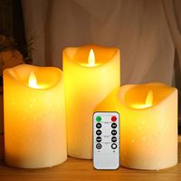 Bougie LED d'extérieur à flamme vacillante en plastique, télécommandée, alimentée par piles, effet feu simulé, sans flamme, pour Noël