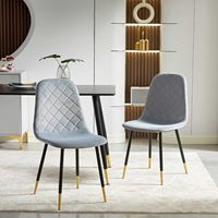 Chaises de salle à manger en velours, chaises de cuisine de couleur unie, tabourets rembourrés avec dossier, pieds en métal