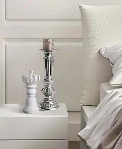 Candelabro de pilar de cerámica de porcelana chapada en espejo con estilo personalizado