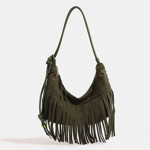 Bolso de Hombro Estilo Bohemio de Moda para Mujer, Bolso Tipo Hobo con Borlas, Bolsos Cruzados de Cuero PU Vintage con Flecos, Portátiles de Alta Calidad - Product Image 6