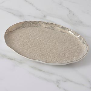 Oval <b>Ceramic</b> Serving <b>Plate</b> Hand painted Oriental Pattern Dishware Handmade Polished Modern Design Solid Pattern Party Dinnerware - Product Image 1