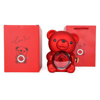 Konservierte Rose Teddybär Geschenk I für Dich Halskette - Ewige Blumen für Abschlussfeier Mama Ehefrau Freundin - Langlebig 3-5 Jahre