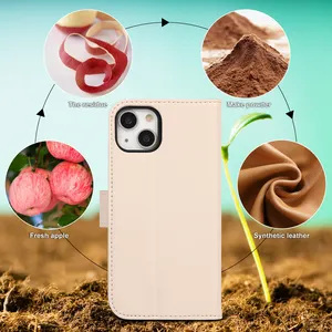 Luxury apple peel Sustainable vegan leather mobile phone case for iPhone 11 12 13 14 pro max samsung S21 s22 S23 ultra flip case