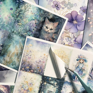 JAI IMAN 12 kart ve 32 çıkartmalar fantezi kedi kalın kart yazılabilir kartpostal seti DIY karalama defteri tebrik kartı - Product Image 5