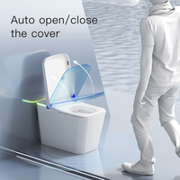 Toilette intelligente en céramique carrée intelligente de luxe noire automatique capteur S-Trap sans pression d'eau chasse d'eau avec télécommande