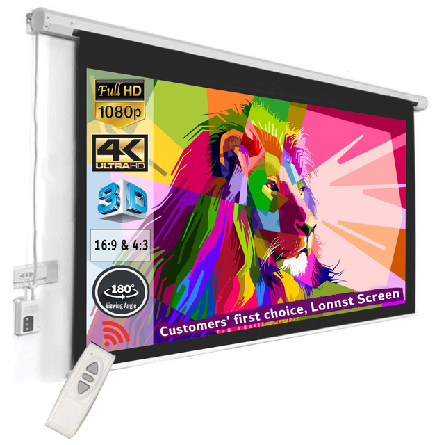 Hot Selling Movie Electronic Projector Screen 100inch With Remote Control Motorized Projection Screen