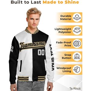 เสื้อแจ็คเก็ตวาร์ซิตี้แบบกำหนดเอง เสื้อแจ็คเก็ตเบสบอลบอมเบอร์แบบมีตัวอักษร เสื้อแจ็คเก็ตนักเรียนแบบยูนิเซ็กซ์ พร้อมชื่อ หมายเลข โลโก้ และข้อความ - Product Image 3