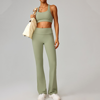 Ensembles de vêtements de sport pour femmes avec logo personnalisé 5 pièces Leggings de haut de yoga à séchage rapide Ensembles d'entraînement moulants de course à pied pour femmes