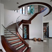 Escalier hélicoïdal courbé standard australien avec rampe en verre en acier inoxydable 304 poli