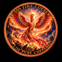 Pièce de monnaie Phénix de Feu Plumes Flammes de Vie Nouvelle 1 oz .999 Cuivre Pur Ronde Impression UV Couleur Gaufrée Personnalisée OEM Vente en Gros en Vrac