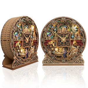 Reloj de Escritorio Mágico 3D de Madera con Luces LED, Hecho a Mano, con Escena de Hadas, Decoración para el Hogar, Manualidades, Regalo - Product Image 1