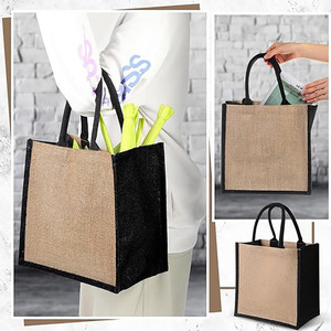 <strong>Wholesale</strong> Eco-Friendly Recyclable Reusable <strong>Jute</strong> <strong>Tote</strong> <strong>Bag</strong> <strong>Custom</strong> Printed Natural Gunny Leather Cover Double Handle <strong>Foldable</strong> - Product Image 4