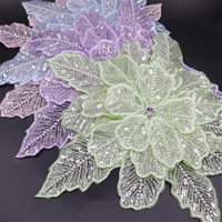 Coloré Perlé Sequin Broderie Tulle Robe Tissu 3d Fleurs Patchs pour Vêtement Robe Décoration