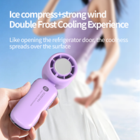 Ventilateur de poche USB Hxtc88 avec cordon, mini ventilateur portable pliable rechargeable 3000 mAh avec plaque de refroidissement à air froid