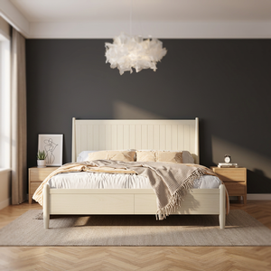 Cadre de lit en bois de style nordique, taille King ou Queen, lit double simple, meubles de chambre à coucher, personnalisation disponible - Product Image 2
