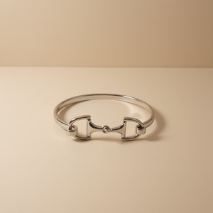 Hot Selling Rhodium Plated 925 Sterling Silver Bangle Heavy <strong>Snaffle</strong> Bit <strong>Bracelet</strong> - Product Image 2