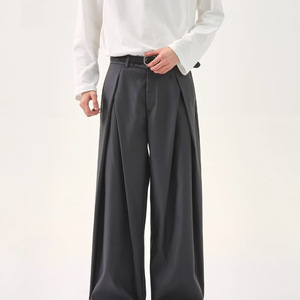 Bán buôn người đàn ông cổ điển của màu be xếp li quần Chất lượng cao 100% cotton twill giữa eo đàn hồi giản dị thoải mái Thiết kế thời trang - Product Image 3