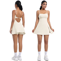 Gaun Tenis Olahraga Anti-Gesek Ringan Desain OEM untuk Wanita, Bernapas, dengan Bantalan Dada, Tali Punggung Cantik, Set Rok untuk Yoga, Golf, dan Fitness