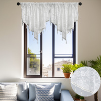 Voilage de rideau fini en dentelle noire, style moderne, tendance transfrontalière, petit rideau décoratif de cuisine en polyester à motif floral