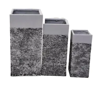 Good price tall square concrete planter flower pot with slate effect for wholesale