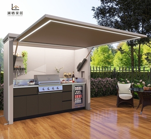 <span class=keywords><strong>Cucina</strong></span> Esterna Modulare in Acciaio Inox, Armadietti da <span class=keywords><strong>Cucina</strong></span> Resistenti alle Intemperie con Tetto a Controllo Remoto - Product Image 4