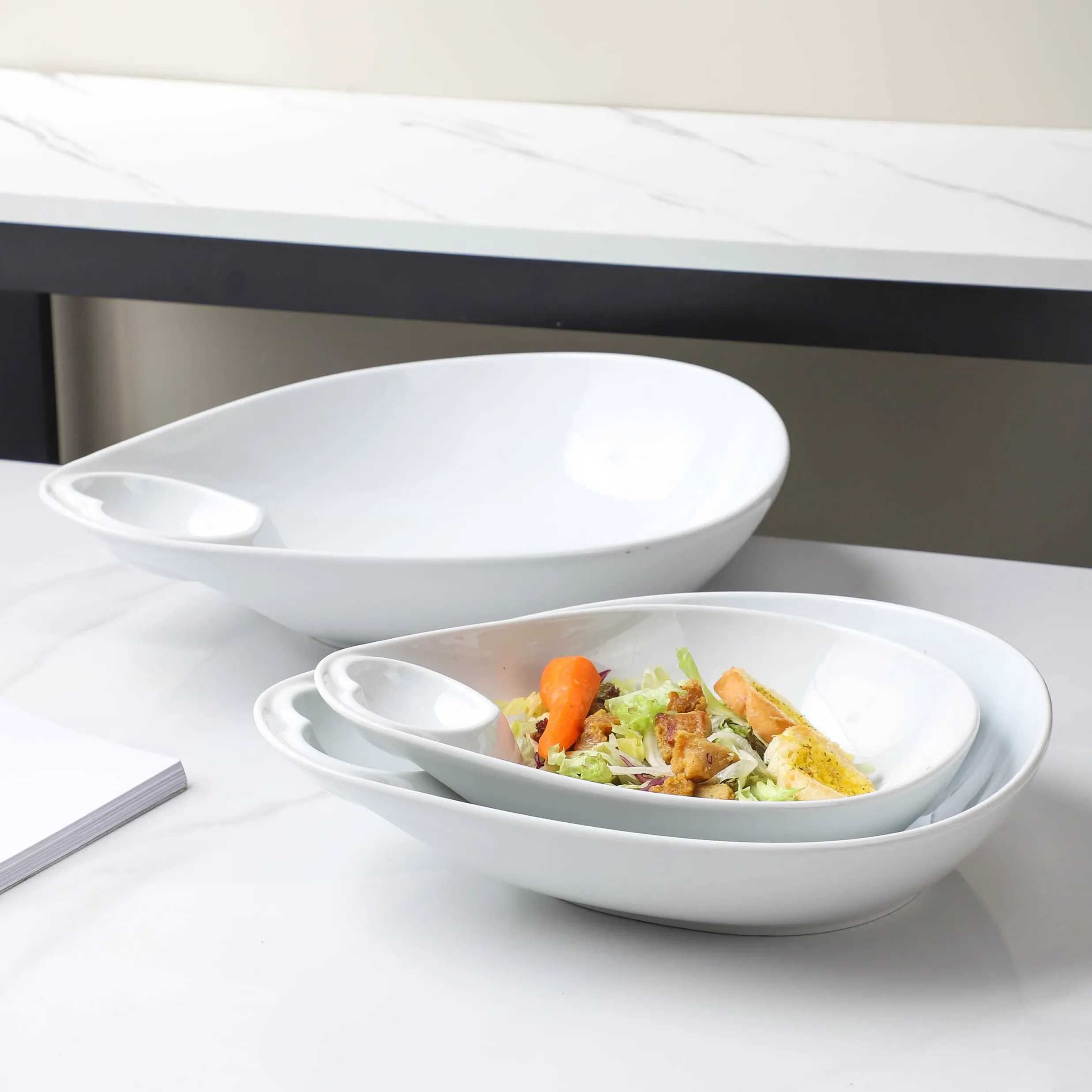 Creativity design 10.25" concave denier bowl porcelain salad bowl for banquet