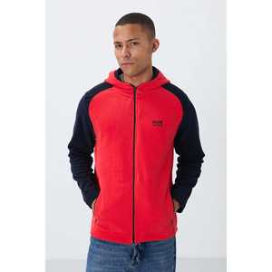 Sweat-shirt à capuche en polaire Air Jones Connell Fiesta pour homme, rouge, décontracté, respirant, avec poches, idéal pour l'automne - Product Image 5