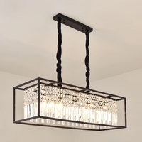 Lustre en cristal LED de luxe noir/doré K9, éclairage intérieur au design simple, lampes suspendues modernes