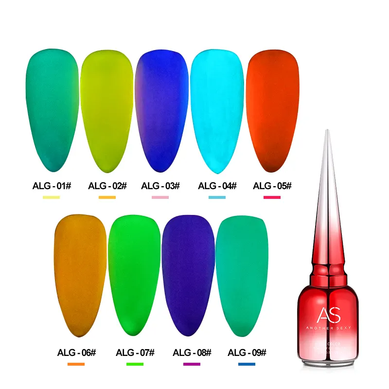 Neon Luminous ALG เจลทาเล็บเรืองแสงในที่มืด,ชุดสีเจลทาเล็บอุปกรณ์ทำเล็บสำหรับงานปาร์ตี้ดิสโก้ปรับแต่งโลโก้ของคุณ