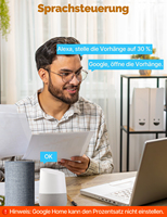 Interrupteur de rideau intelligent WiFi avec écran tactile en verre incurvé 2.5D pour stores et volets roulants, contrôle à distance par application, compatible avec Alexa et Google Home