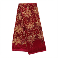 Tissu en dentelle de velours de luxe de haute qualité avec des paillettes, tissu en dentelle à sequins africain en gros pour robe de mariée
